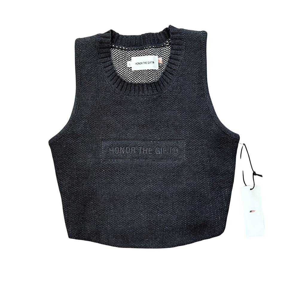 Honor The Gift Womens Ribbed Top Sweater Vest Top Gray Small NWT